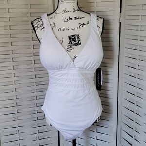 La Blanca white one piece swimming suit size 16 new